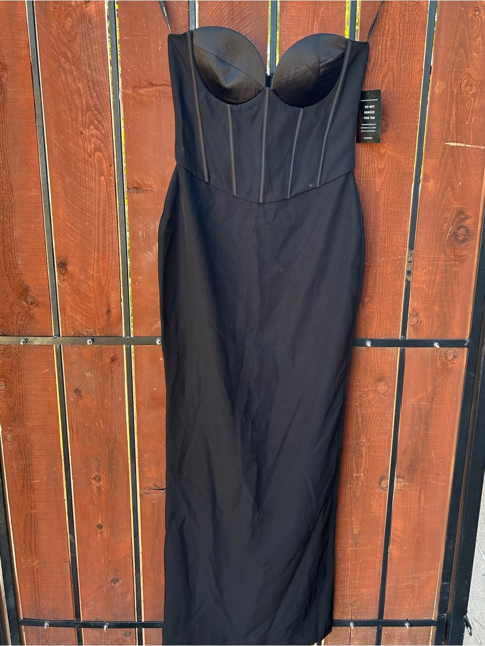Retrofete Luna Bustier Strapless Bodycon Black Maxi Dress Size Medium NWT - Picture 2 of 10